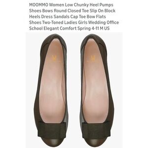 PRICE SLASHED! Women Matte Brown Low Block Heels Bow Round Toe Shoes Size 9.5